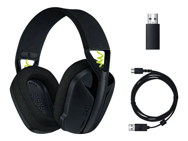 Gaming Wireless Headphones Logitech G435, Black and neon yellow, 2005099206095007 04 