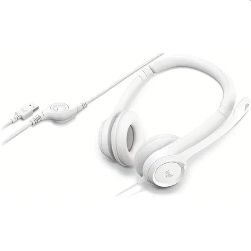 Слушалки с микрофон Logitech H390, USB, Бял, 2005099206107304 02 