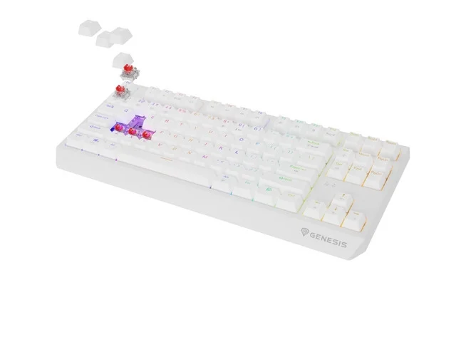 Wireless Gaming Keyboard Genesis Thor 230 TKL, Outemu Red, Silent, White, 2005901969444469