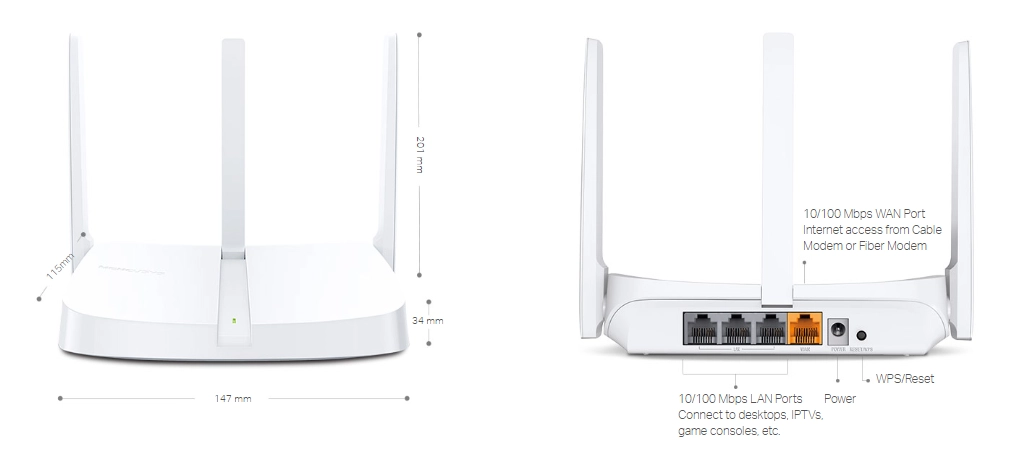 Безжичен рутер Mercusys MW306R N 300 Mbps, 2006957939000592 04 