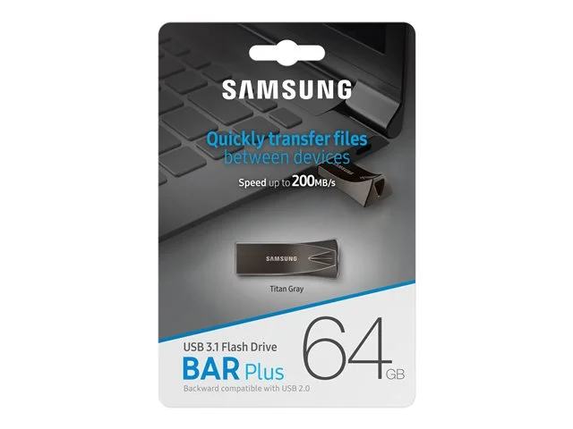 Памет USB 3.1 64GB Samsung BAR Plus тъмно сив, 2008801643230739 08 
