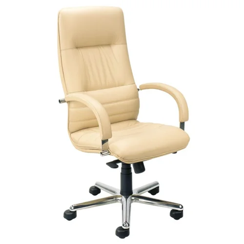 Chair Linea Steel genuine leather beige, 1000000000012092