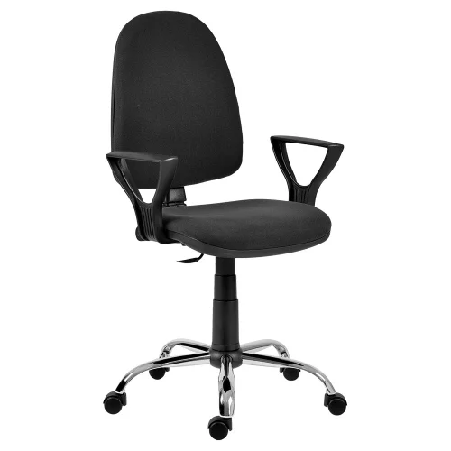 Chair Omega chrome with armrests, black, 1000000000012739