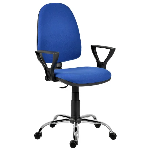 Chair Omega chrome with armrests, blue, 1000000000012740