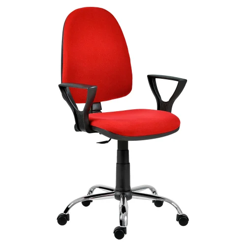 Chair Omega chrome with armrests, red, 1000000000016961