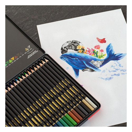 Цветни моливи Kores 24цв метална кутия, 1000000000050255 03 