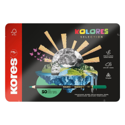 Цветни моливи Kores 50цв метална кутия