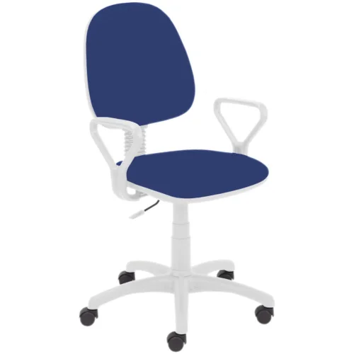 Chair Regal White with arm fabric blue, 1000000000020661