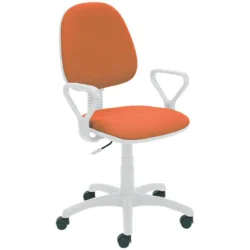 Chair Regal White with arm fabric orange