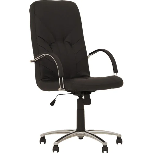 Chair Manager steel genuine leath black, 1000000000023892