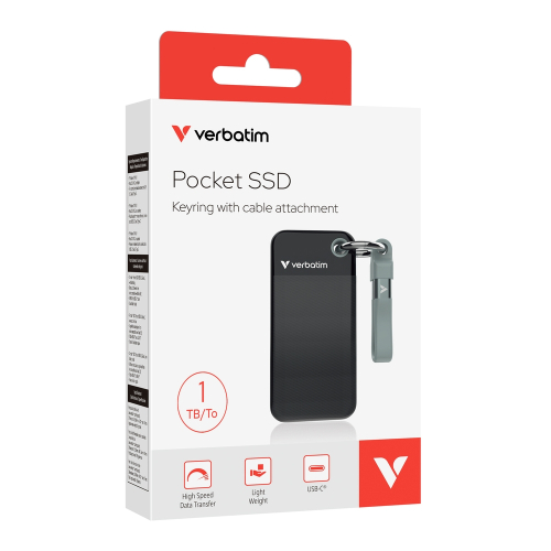 Външен твърд диск Verbatim SSD Pocket, 1TB, черен/сив, 2000023942321903 04  — OK Office Външен твърд диск Verbatim SSD Pocket, 1TB, черен/сив, 2000023942321903 04