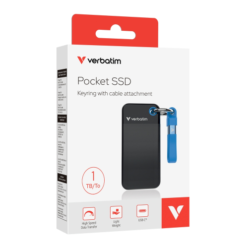 Външен твърд диск Verbatim SSD Pocket, 1TB, черен/син, 2000023942321910 04  — OK Office Външен твърд диск Verbatim SSD Pocket, 1TB, черен/син, 2000023942321910 04