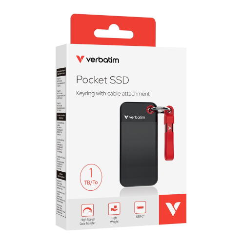 Verbatim Pocket External SSD 1TB Black/Red, 2000023942321927 05 
