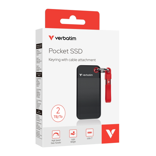 Външен диск Verbatim Pocket SSD 2TB черен/червен, 2000023942321965 05 