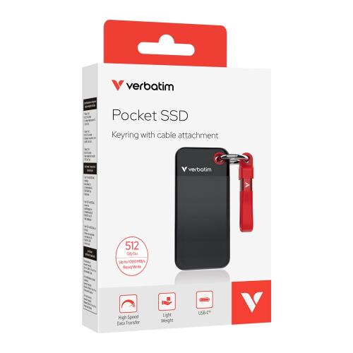 Външен SSD диск Verbatim Pocket 512GB черен/червен, 2000023942322849 02 