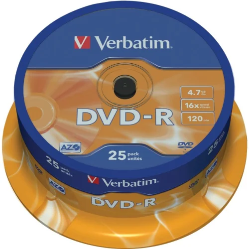 DVD-R Verbatim 16X 4.7GB spindle op.25, 1000000000003201