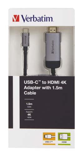 Verbatim USB-C to HDMI Adapter - USB 3.1 Gen 1/HDMI 1.5m Cable, 2000023942491446 03  — OK Office Verbatim USB-C to HDMI Adapter - USB 3.1 Gen 1/HDMI 1.5m Cable, 2000023942491446 03