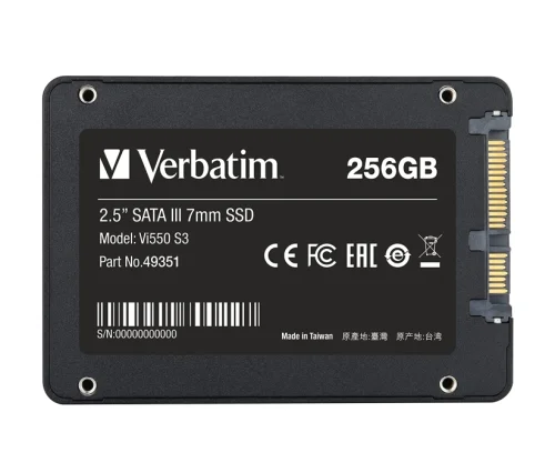 Твърд диск Verbatim Vi550 S3 2.5' SATA III 7mm SSD 256GB, 2000023942493518 03 