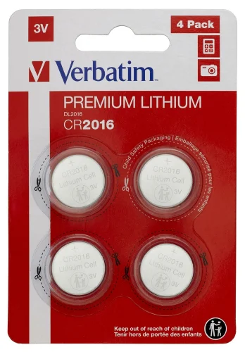 Литиева батерия Verbatim CR2016 3V 4 броя, 2000023942495314