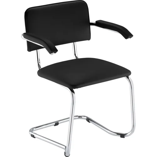 Chair Sylwia S Arm eco leather black, 1000000000024521
