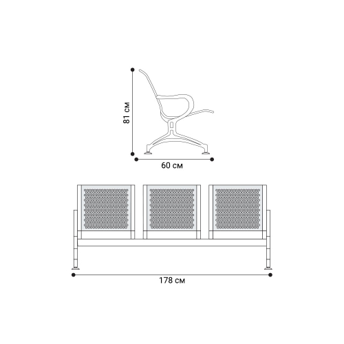 Bench Iso Black Plastic triple black, 1000000000024532 02 
