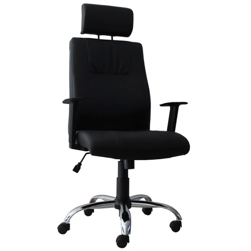 Chair Burokrat chrome eco leather black, 1000000000028903