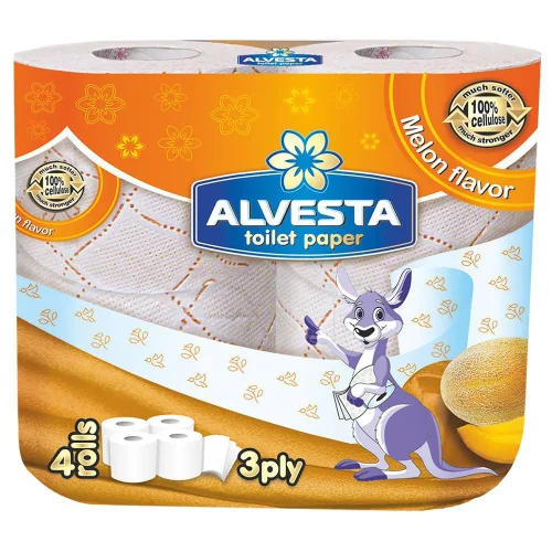 Toilet paper Alvesta Melon 3pl 4pc, 1000000000031375