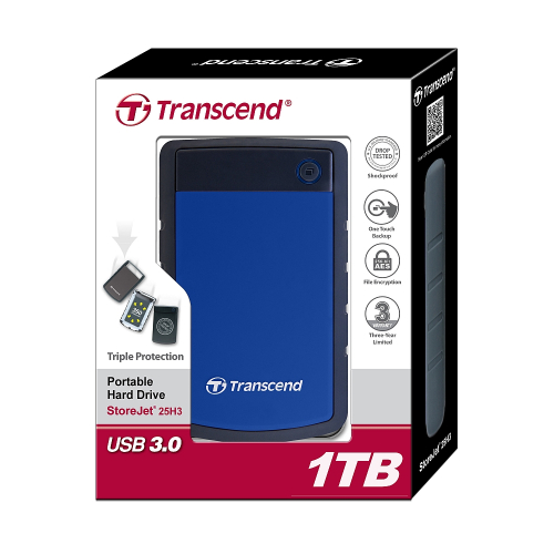 Външен HDD диск Transcend 1TB 2.5 StoreJet H3 Blue Anti-shock, 5200006302070370 03 