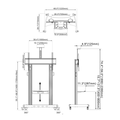 Мобилна стойка Trulift HW86 за дисплеи, 1000000000032848 02 