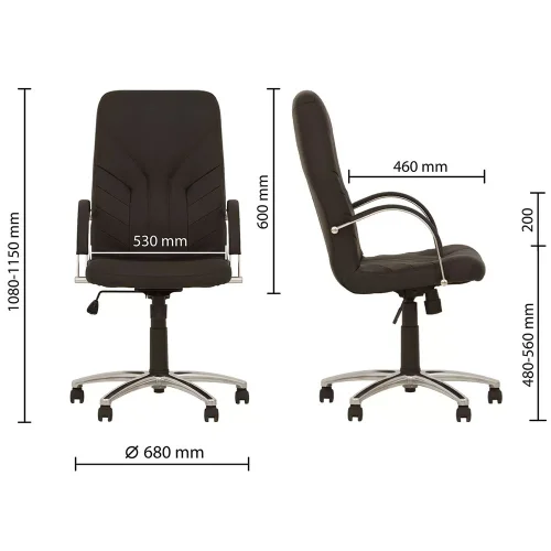 Chair Manager steel eco leather black, 1000000000032933 03 