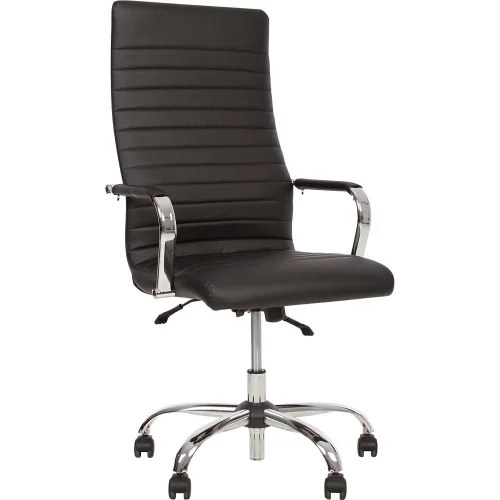 Chair Liberty steel eco leather black, 1000000000033046