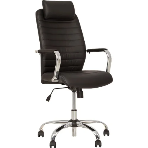 Chair Bruno HR steel eco leather black, 1000000000033047