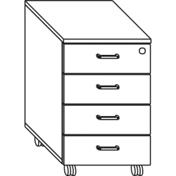 Container 4 drawers + key wheels birch
