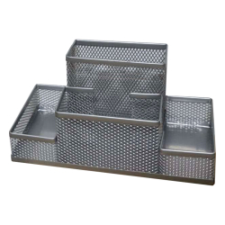 Desk organizer 4 comp. metallic grey