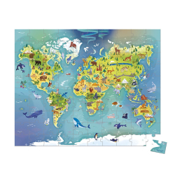 Janod Cardboard Puzzle World 100 Pieces, 6+ Years