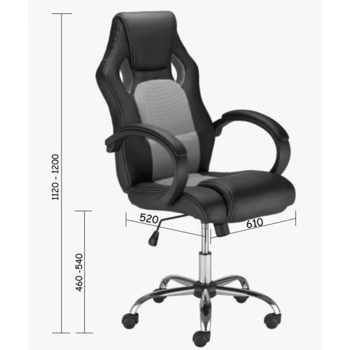 Chair gamer Race eco-leather black/green, 1000000000037123 02 
