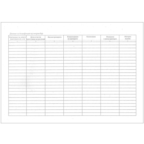 Дневник за дезинф.на мокрия бар A4 МК, 1000000010000207 02 