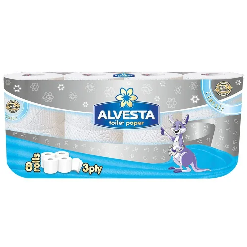 Toilet paper Alvesta Classic 3pl 8pc, 1000000000031372