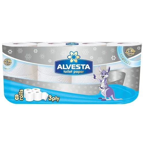 Toilet paper Alvesta Classic 3pl 8+2pc, 1000000000031367