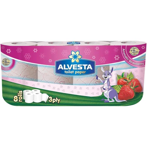 Toilet paper Alvesta Strawberry 3pl 8pc, 1000000000031378