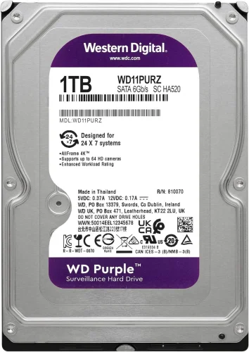 Хард диск WD Purple WD11PURZ, 1TB, 5400rpm, 64MB, SATA 3, 2003807000010650 02 
