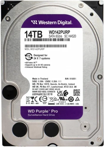 Твърд диск WD Purple HDD Pro Surveillance, 14TB, 2003807000011220 02 