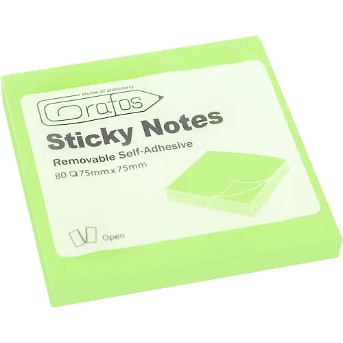 Sticky notes 75/75 green neon 80 sheets, 1000000000006443