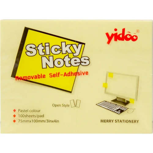 Sticky notes 75/100 yellow pastel 100 sh, 1000000000004906