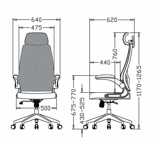 Chair Beta HR with armrests mesh black, 1000000000038807 05 