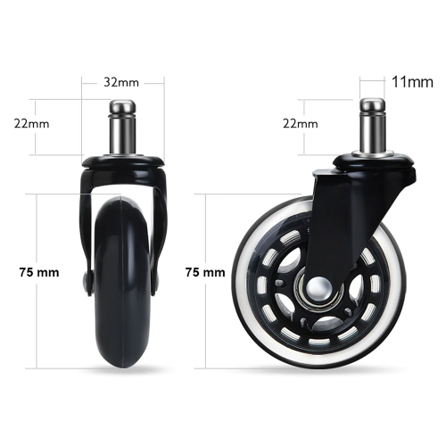 Wheels for chair D75 for hard under 5pcs, 1000000000039624 04  — OK Office Wheels for chair D75 for hard under 5pcs, 1000000000039624 04