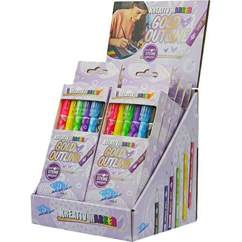 Markers Outline Gold Wedo 1-2 mm 6 color, 1000000000046555 04  — OK Office Markers Outline Gold Wedo 1-2 mm 6 color, 1000000000046555 04