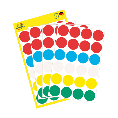Самоз. кръгчета Avery ф18 асорти 96бр, 1000000000052083 02 