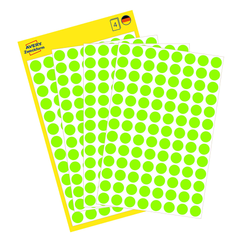 Самоз. кръгчета Avery ф8 неон злн. 416бр, 1000000000052097 02 