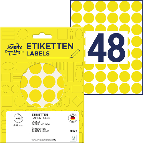 Самоз. кръгчета Avery ф18 жълт 1056бр, 1000000000052102 02 